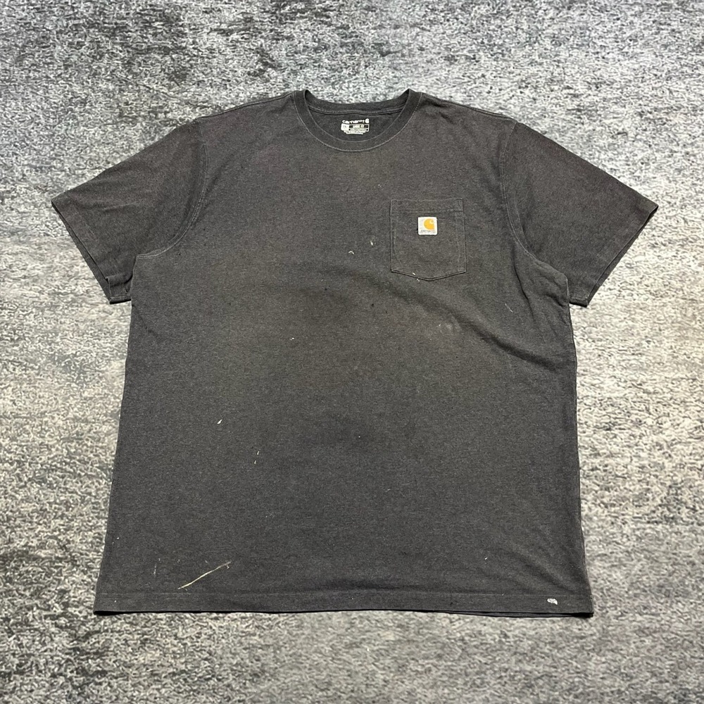 Carhartt Pocket Tee Loose Fit Mens XXL Tall Gray Distressed Faded T Shirt